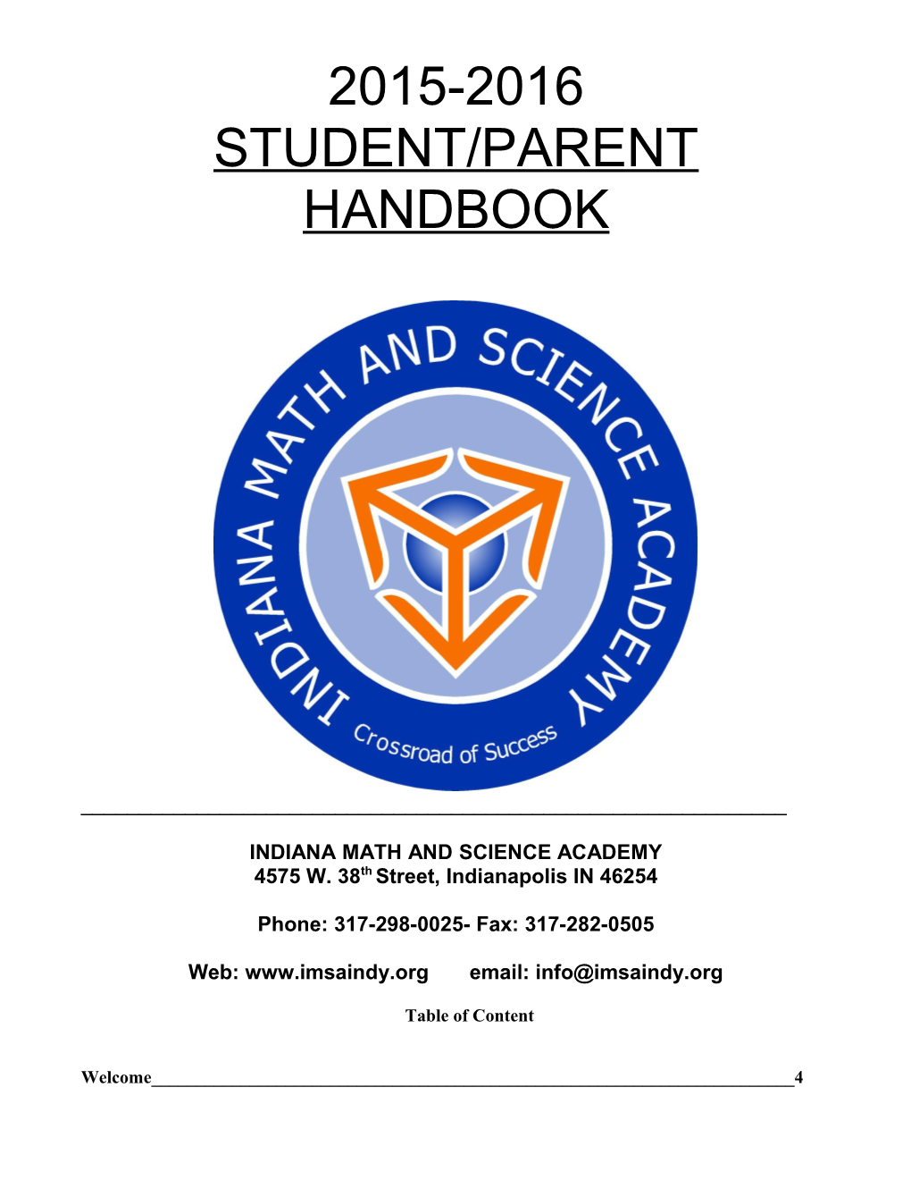 Student/Parent Handbook Page