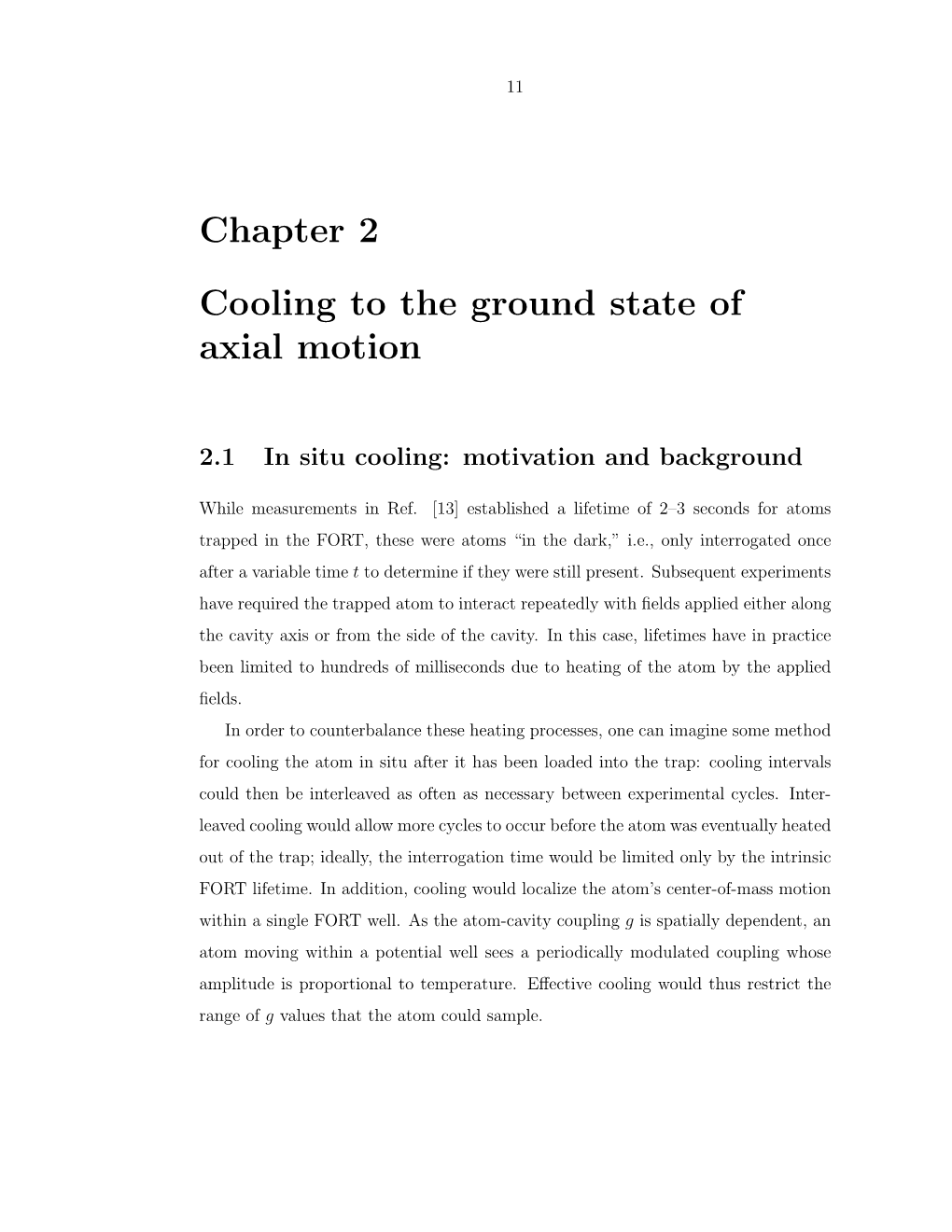 Chapter 2 Cooling to the Ground State of Axial Motion