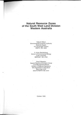Natural Resource Zones of the South West Land Division Western Australia