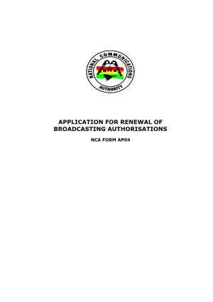 Application Form for Renewal of Broadcasting Authorisations