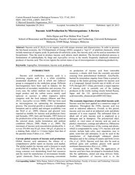 Itaconic Acid Production by Microorganisms: a Review