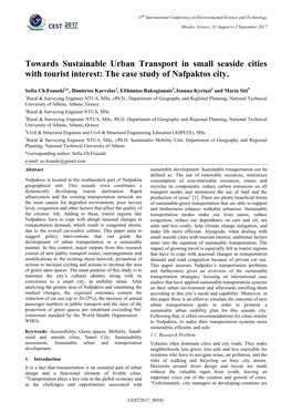 Towards Sustainable Urban Transport in Small Seaside Cities with Tourist Interest: the Case Study of Nafpaktos City