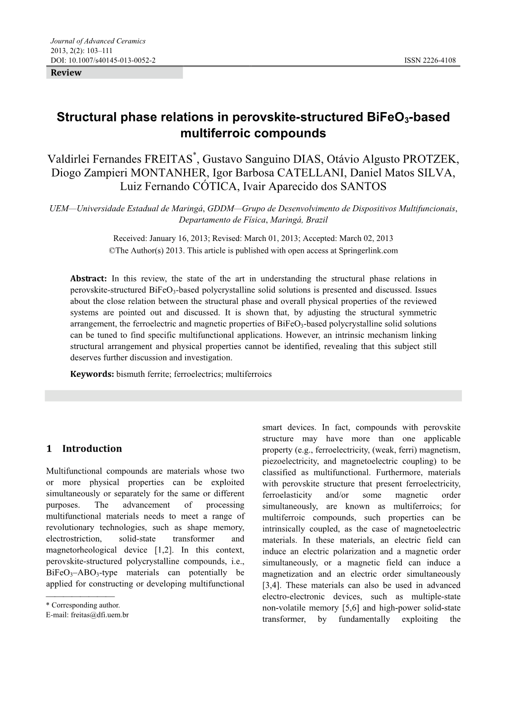 Structural Phase Relations in Perovskite-Structured Bifeo3-Based Multiferroic Compounds