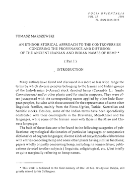 Tomasz Marszewski an Ethnohistorical Approach