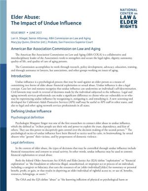 Elder Abuse: the Impact of Undue Influence