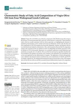 Chemometric Study of Fatty Acid Composition of Virgin Olive Oil from Four Widespread Greek Cultivars