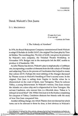 Derek Walcott's Don Juans