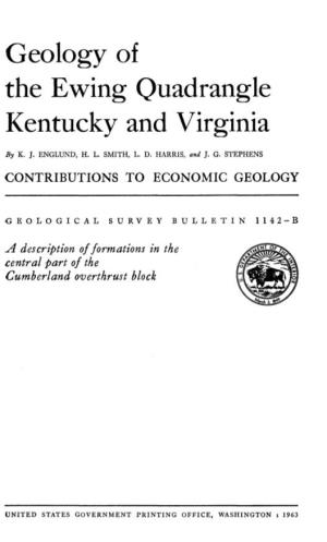 Geology of the Ewing Quadrangle Kentucky and Virginia