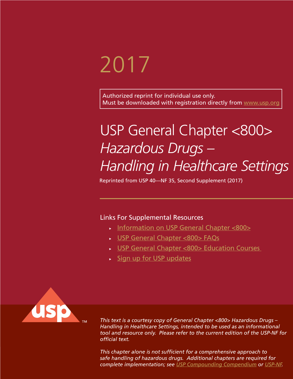 USP 800Hazardous Drug Handling in Healthcare Settings DocsLib