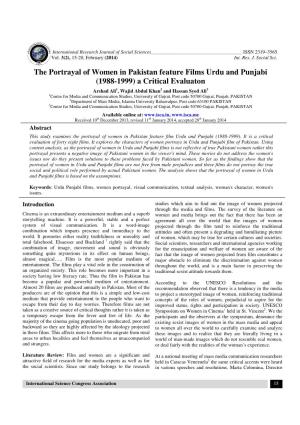 The Portrayal of Women in Pakistan Feature Films Urdu and Punjabi (1988-1999) a Critical Evaluaton