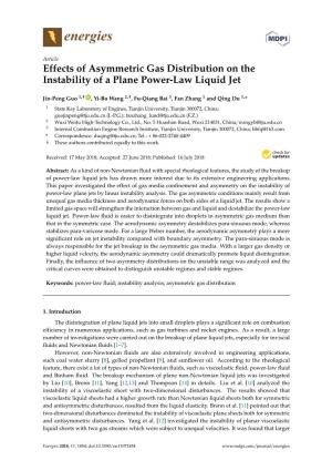 Effects of Asymmetric Gas Distribution on the Instability of a Plane Power-Law Liquid Jet
