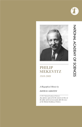 Philip Siekevitz 1918-2009