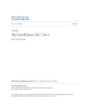 The Carroll News- Vol. 7, No. 1