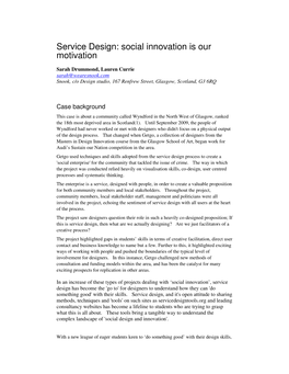 Service Design: Social Innovation Is Our Motivation