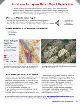 Activities— Earthquake Hazard Maps & Liquefaction