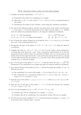 (Paraboloid) Z = X 2 + Y2 + 1. (A) Param