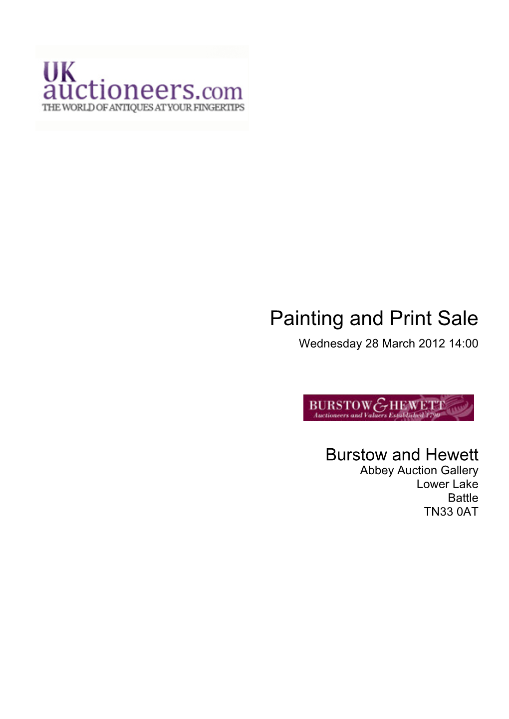 Painting and Print Sale Wednesday 28 March 2012 14:00