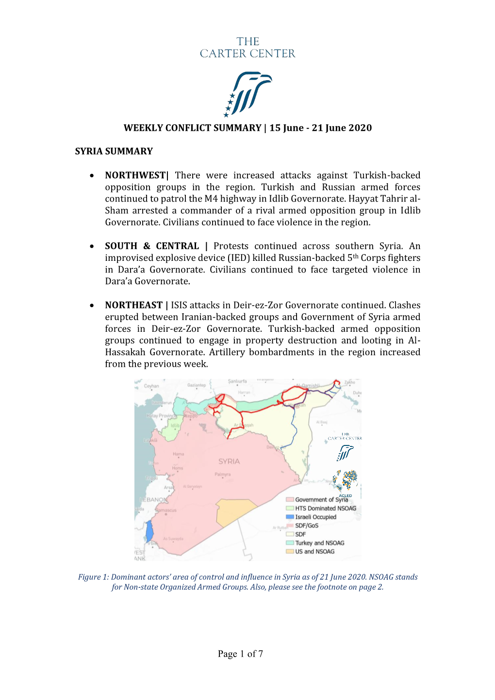 WEEKLY CONFLICT SUMMARY | 15 June - 21 June 2020