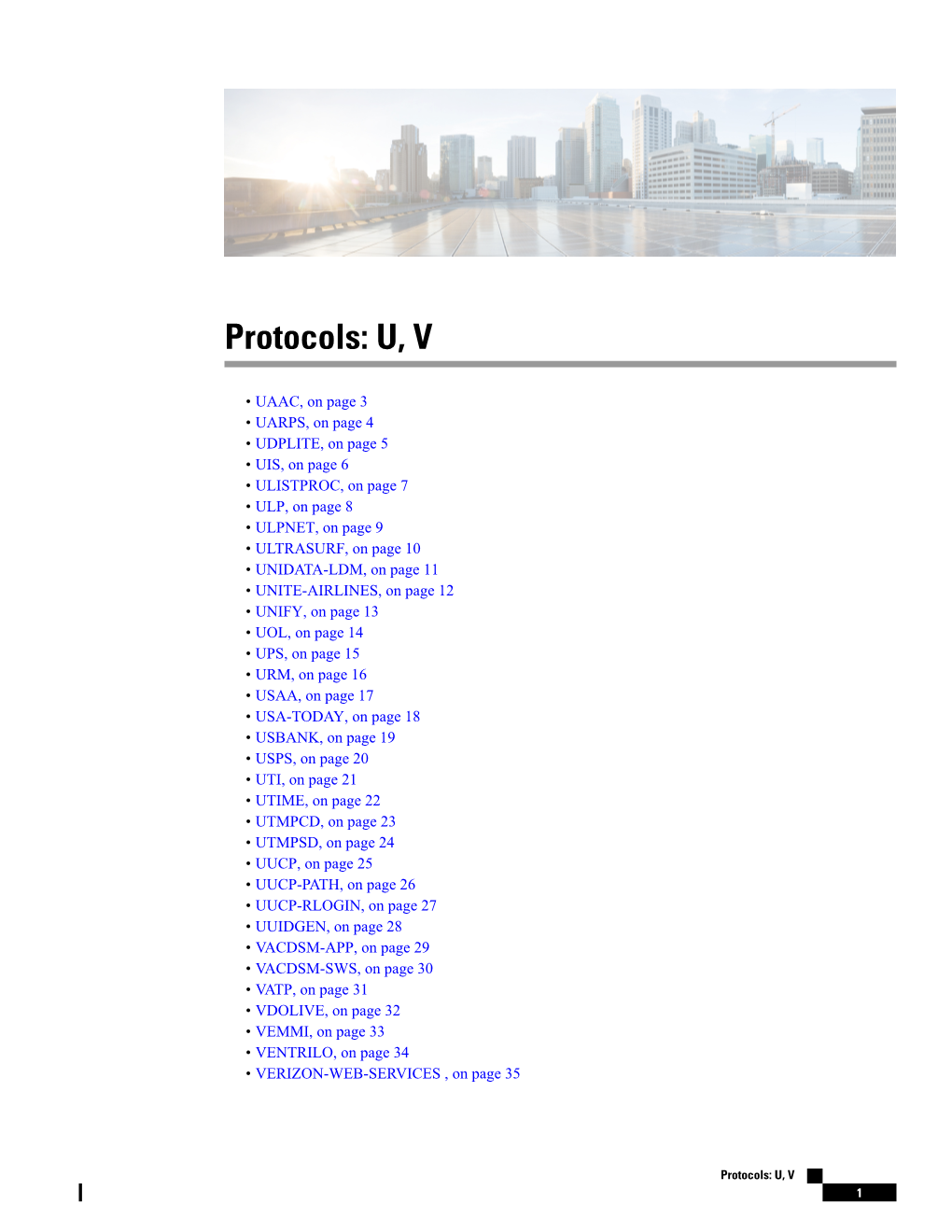 Protocols: U, V