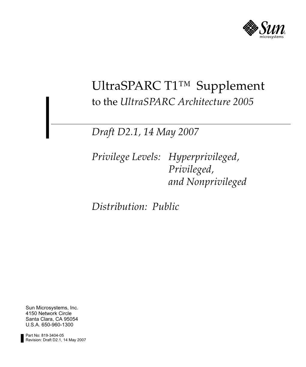 Ultrasparc T1™ Supplement to the Ultrasparc Architecture 2005