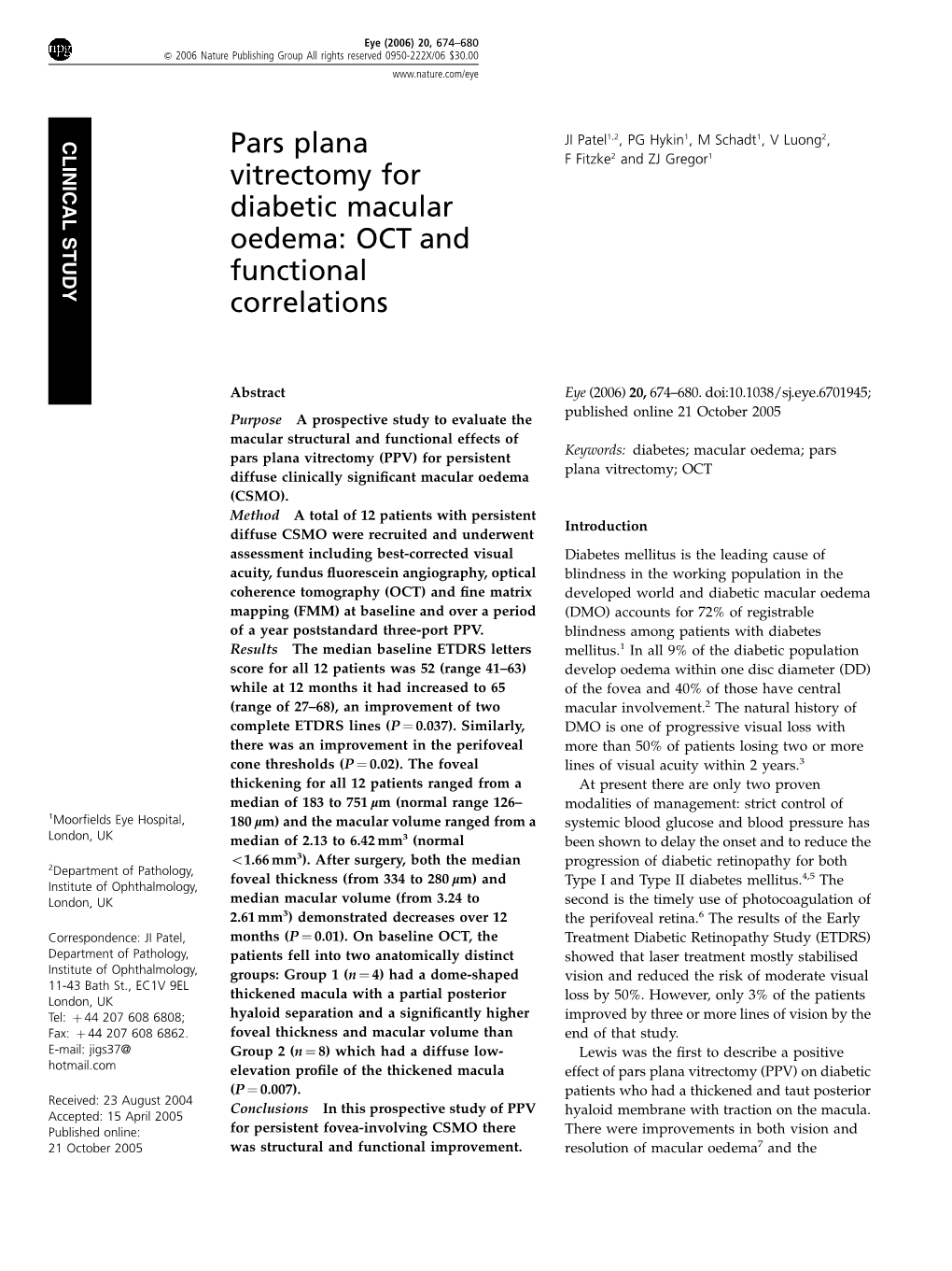 Pars Plana Vitrectomy for Diabetic Macular Oedema