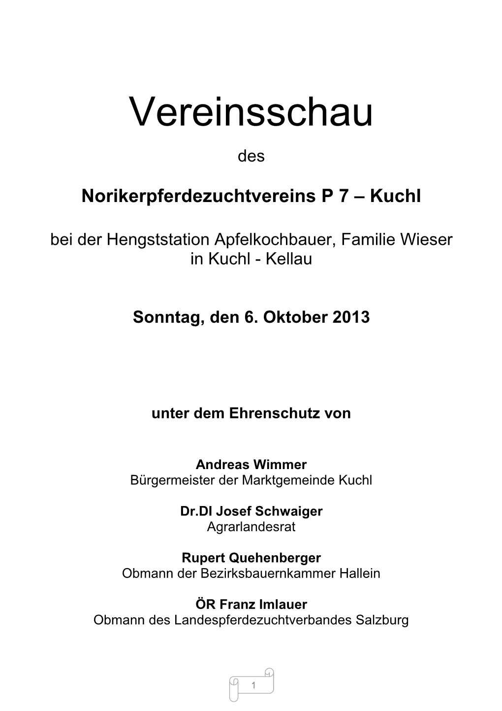 Katalog Vereinsschau Kuchl 2013