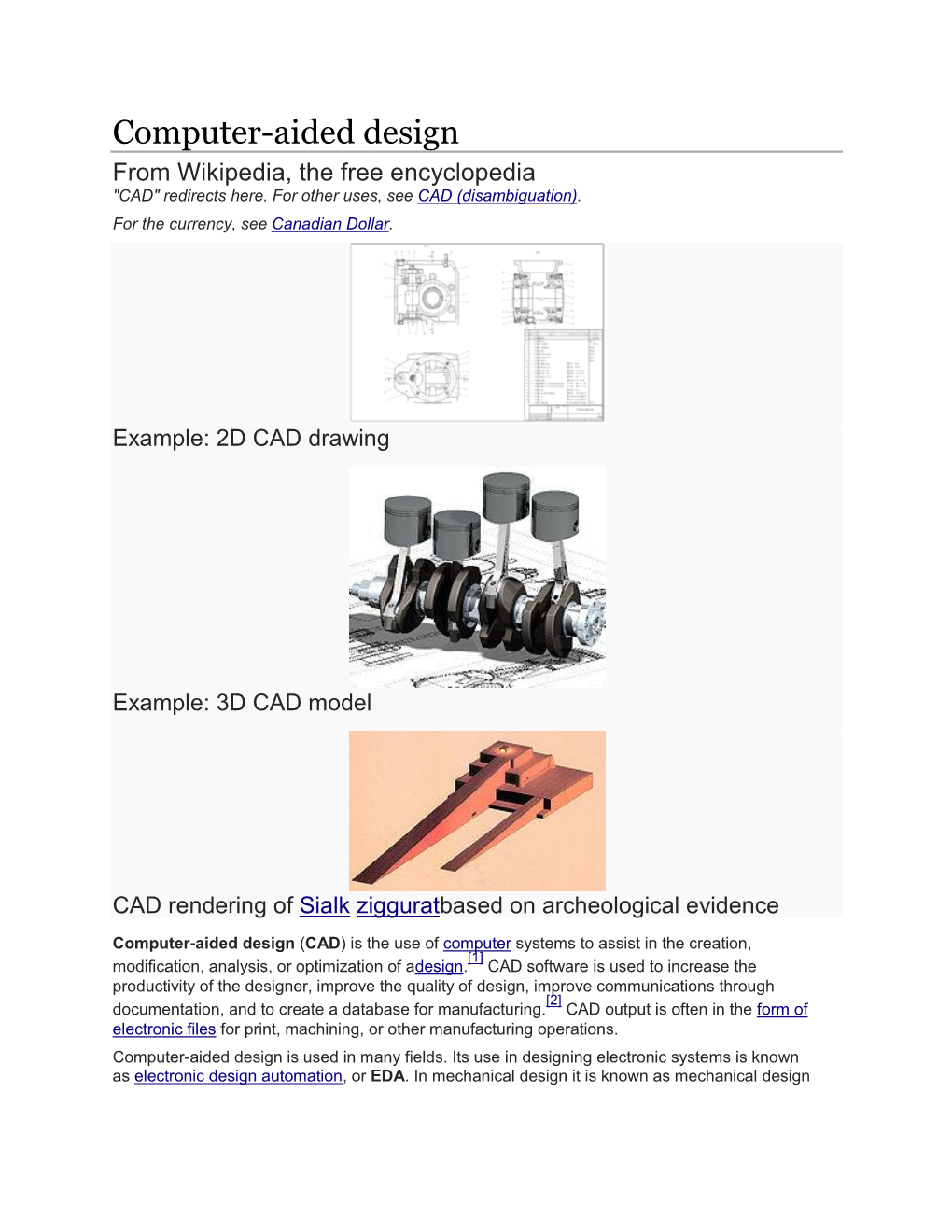 Computer-Aided Design from Wikipedia, the Free Encyclopedia 