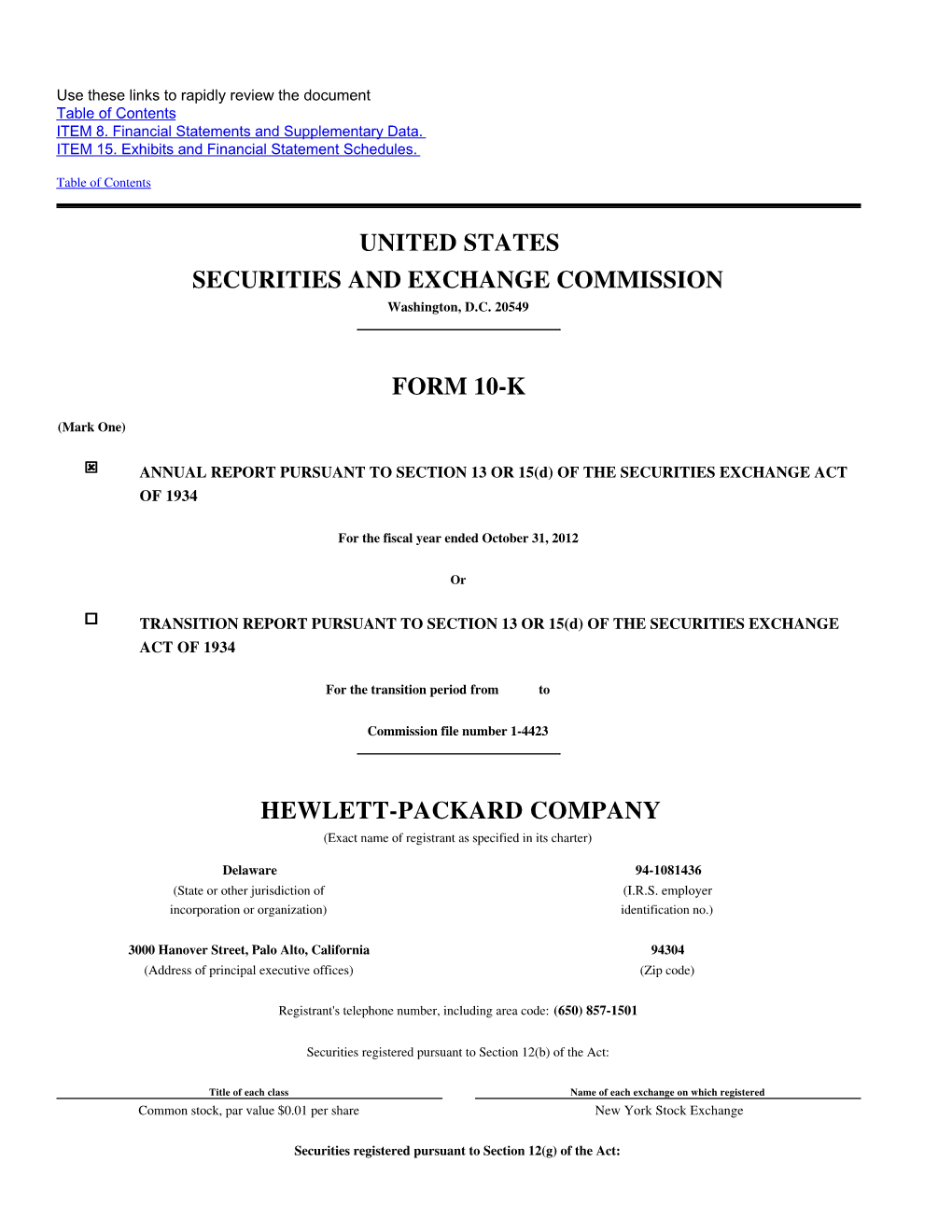 United States Securities and Exchange Commission Form