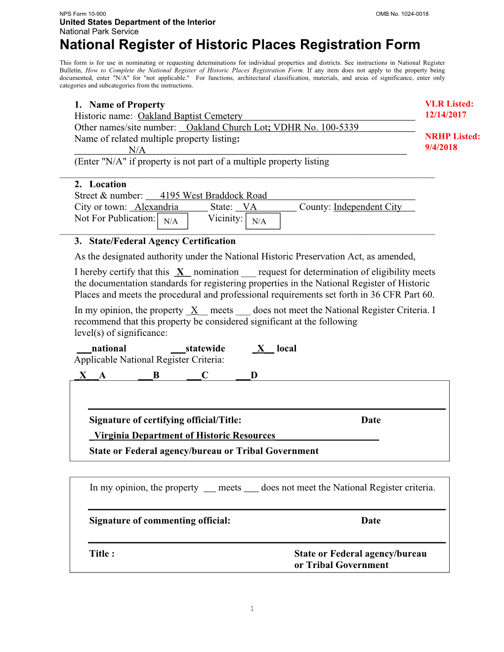 National Register of Historic Places Registration Form