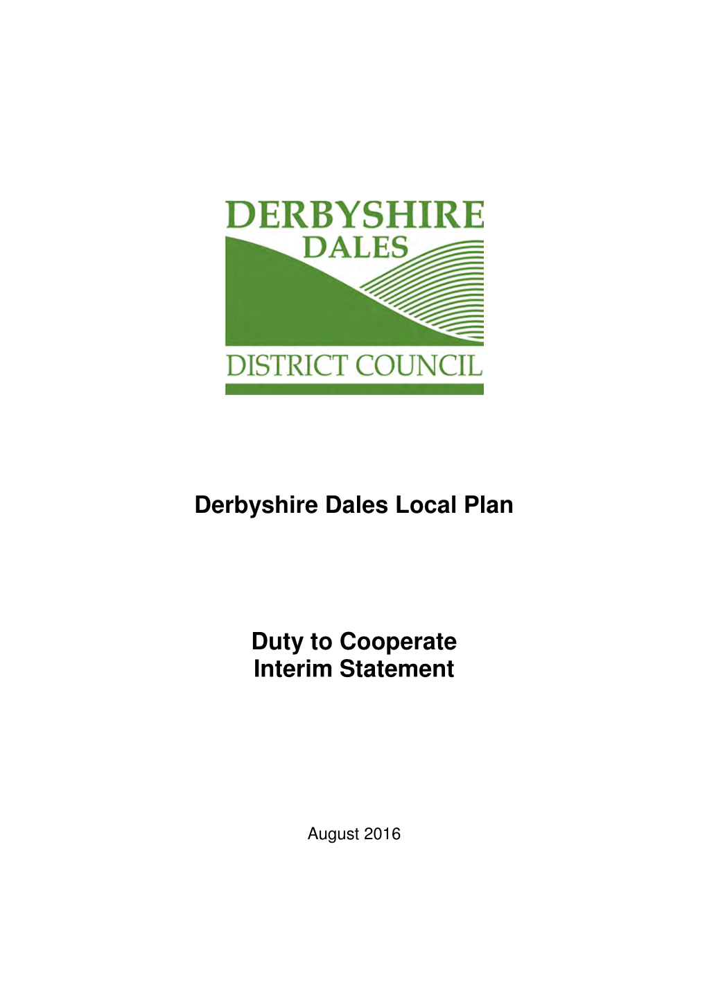 Derbyshire Dales Local Plan Duty to Cooperate Interim Statement