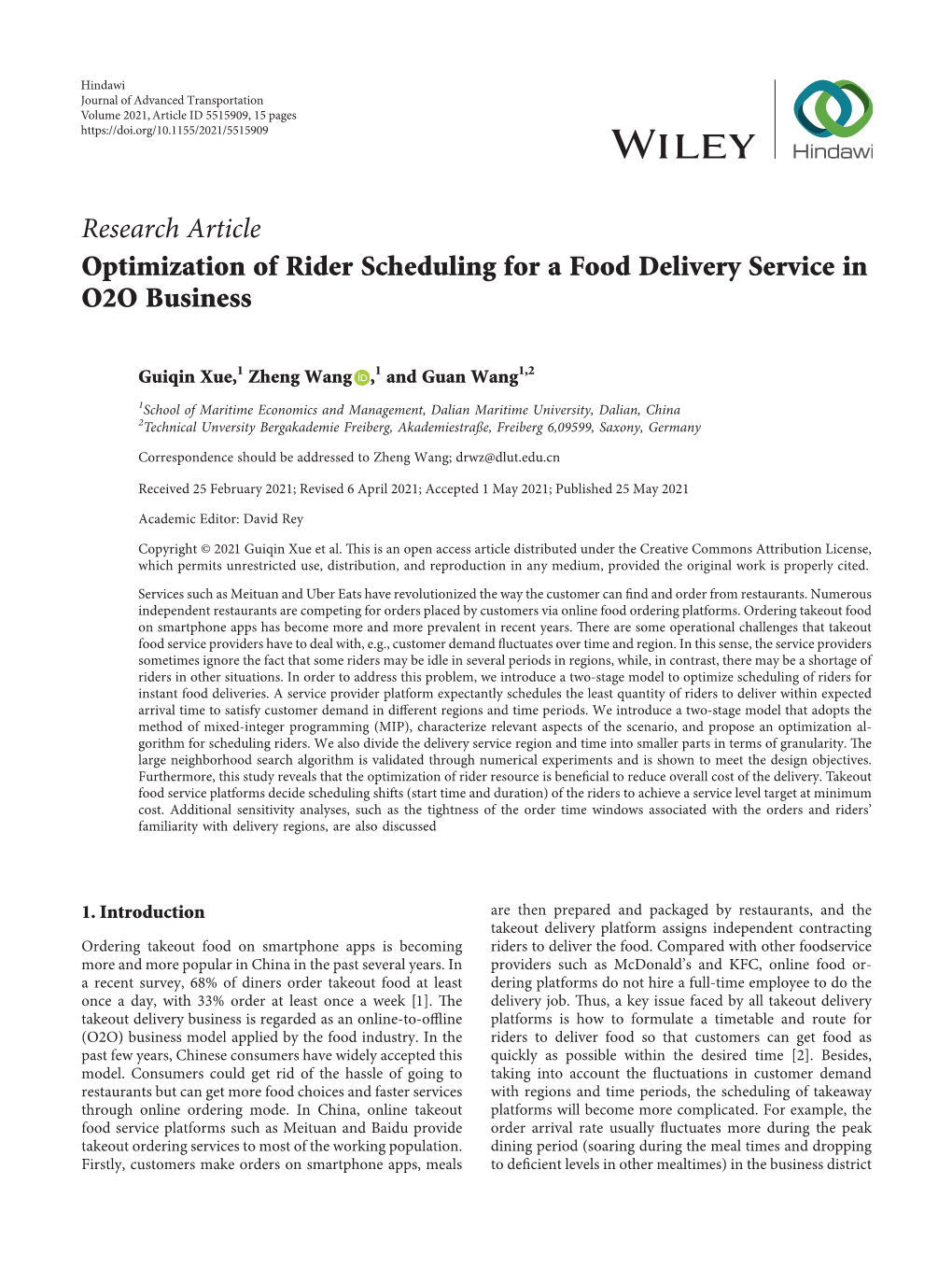 Optimization of Rider Scheduling for a Food Delivery Service in O2O Business