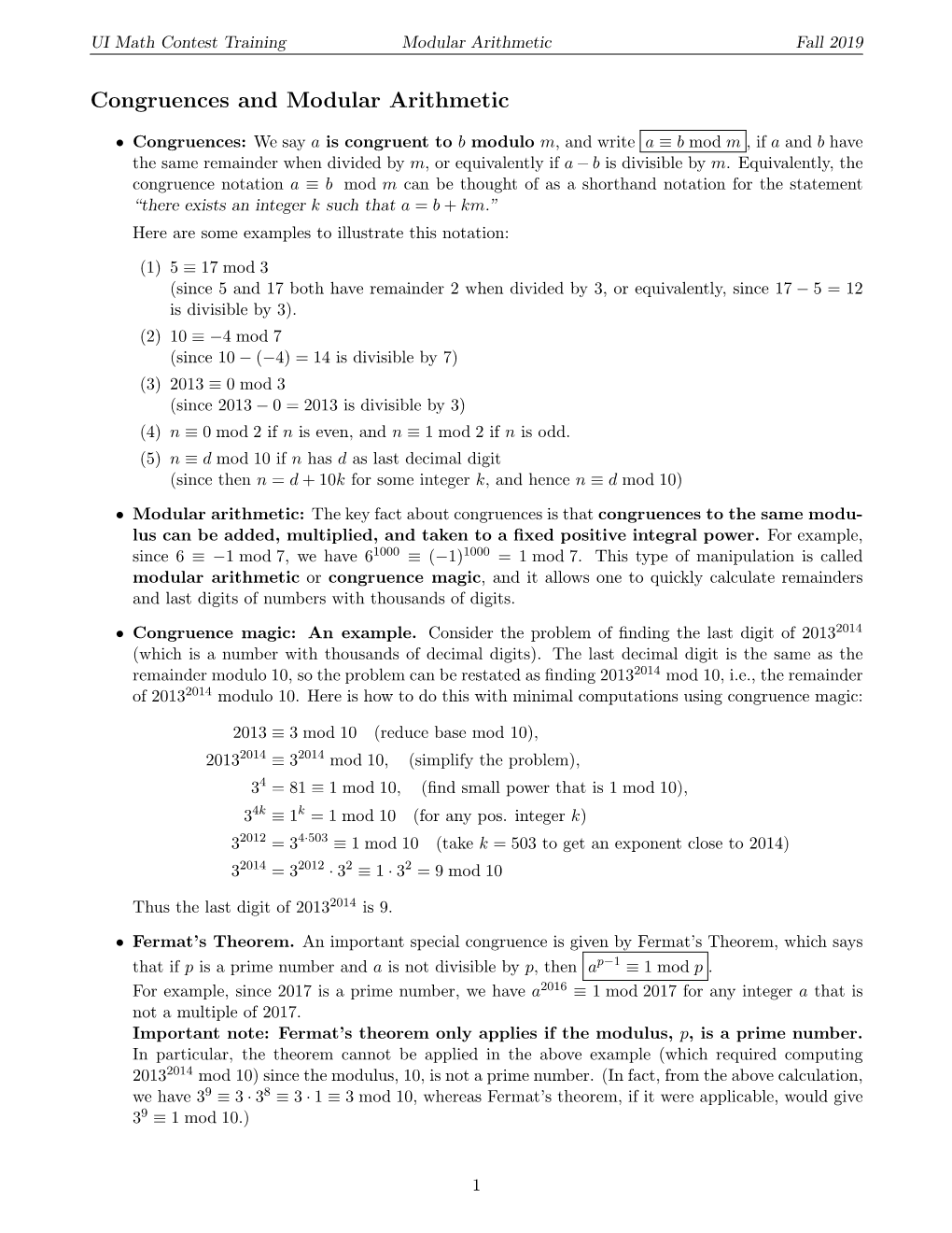 Congruences and Modular Arithmetic