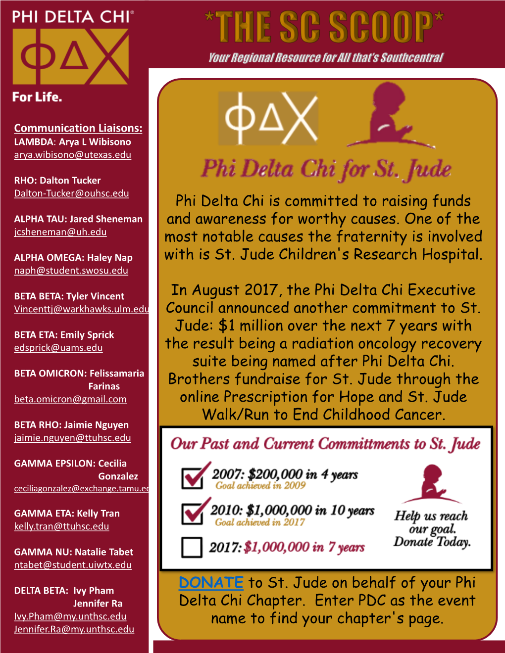 Phi Delta Chi Is Committed to Raising Funds and Awareness for Worthy