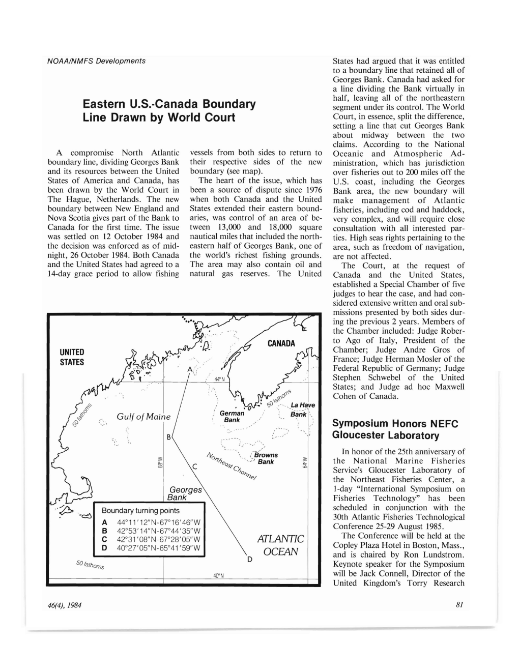 Eastern U.S.-Canada Boundary Line Drawn by World Court