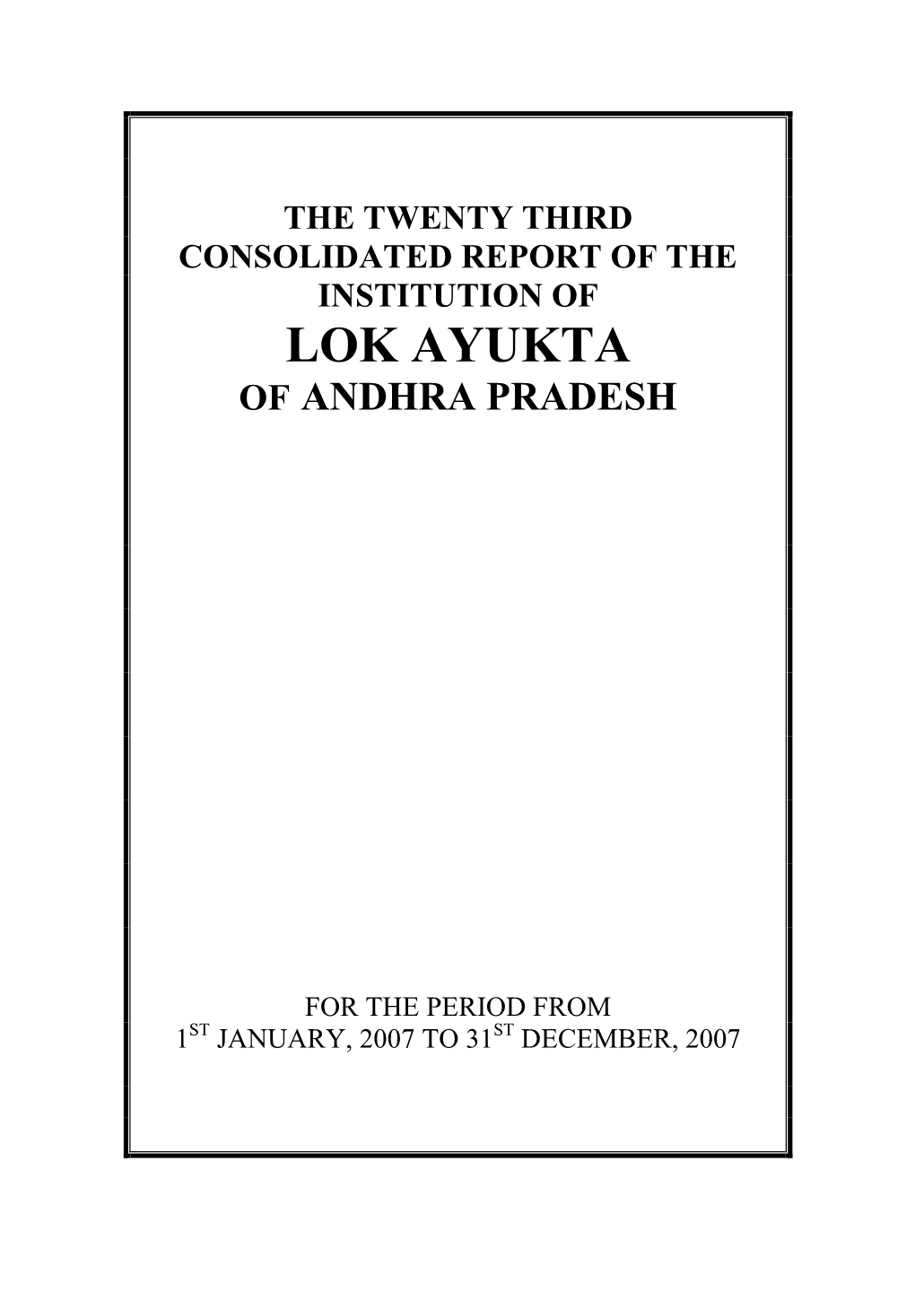 Institution of Lok Ayukta of Andhra Pradesh