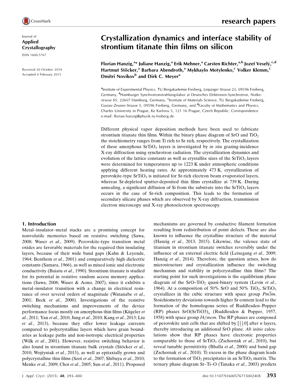 Crystallization Dynamics and Interface Stability of Strontium Titanate Thin