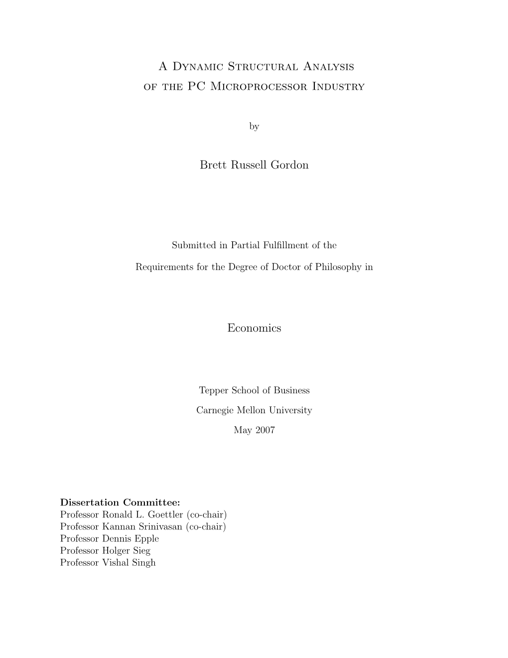 A Dynamic Structural Analysis of the PC Microprocessor Industry