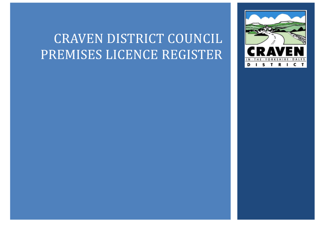 Craven District Council Premises Licence Register