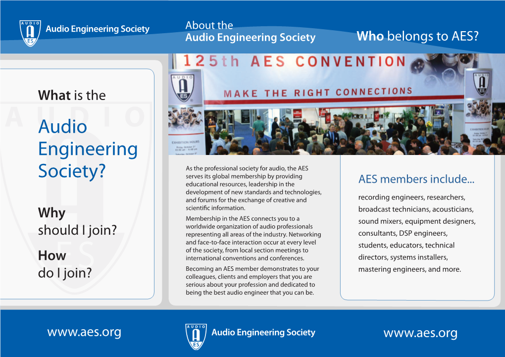 Audio Engineering Society Who Belongs to AES?