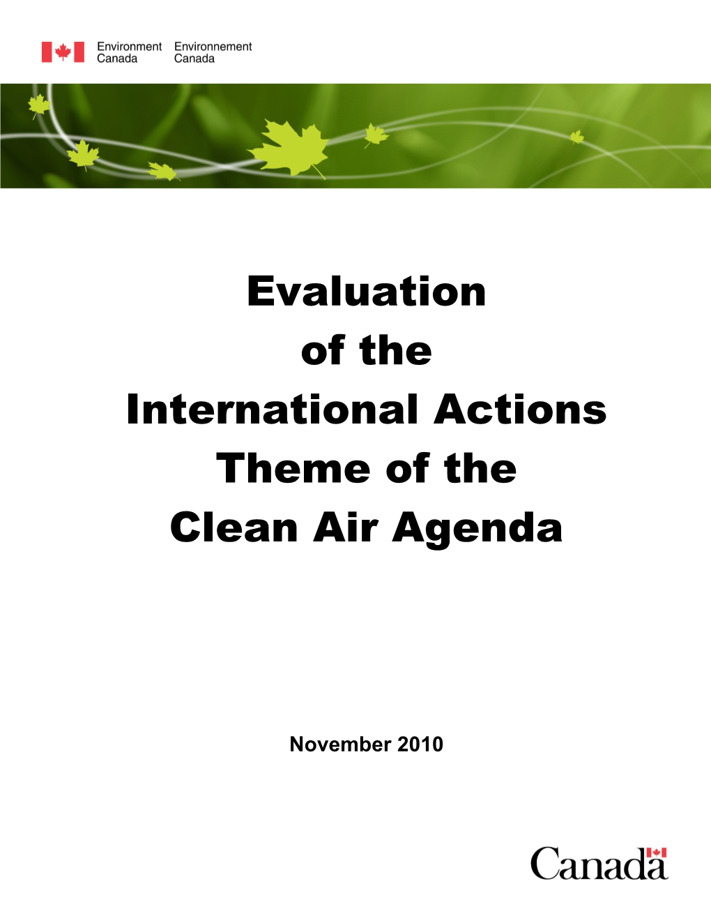 Evaluation of the Clean Air Agenda International Actions Theme