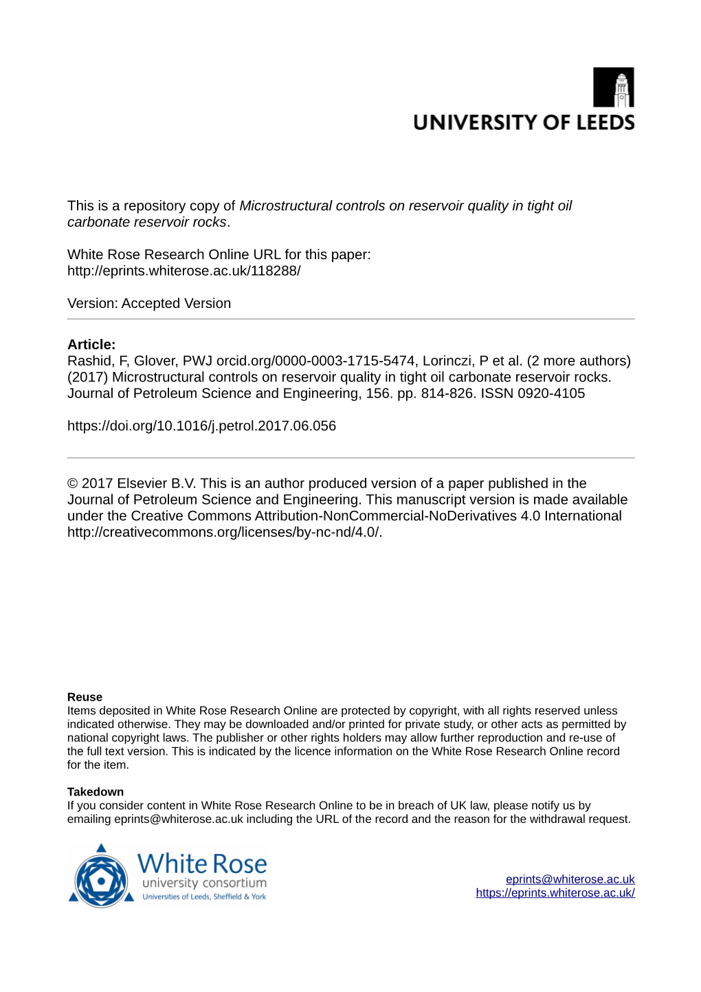 This Is a Repository Copy of Microstructural Controls on Reservoir Quality in Tight Oil Carbonate Reservoir Rocks