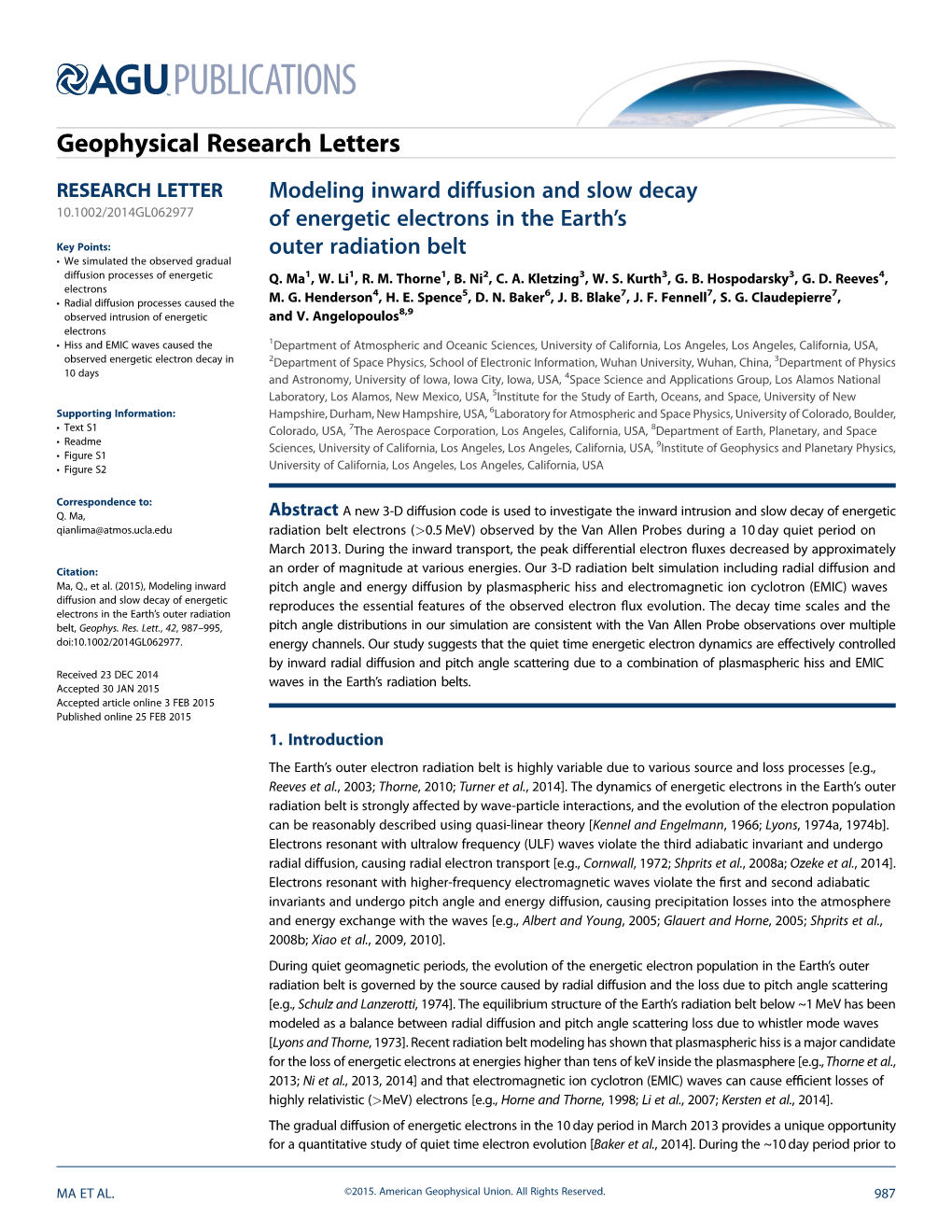 Modeling Inward Diffusion and Slow Decay of Energetic Electrons in The