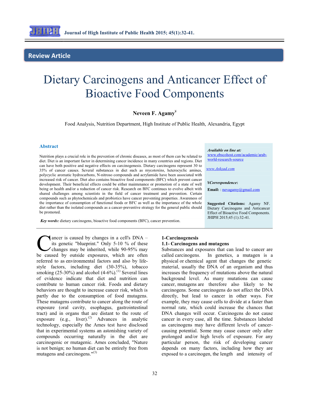 Dietary Carcinogens and Anticancer Effect of Bioactive Food Components