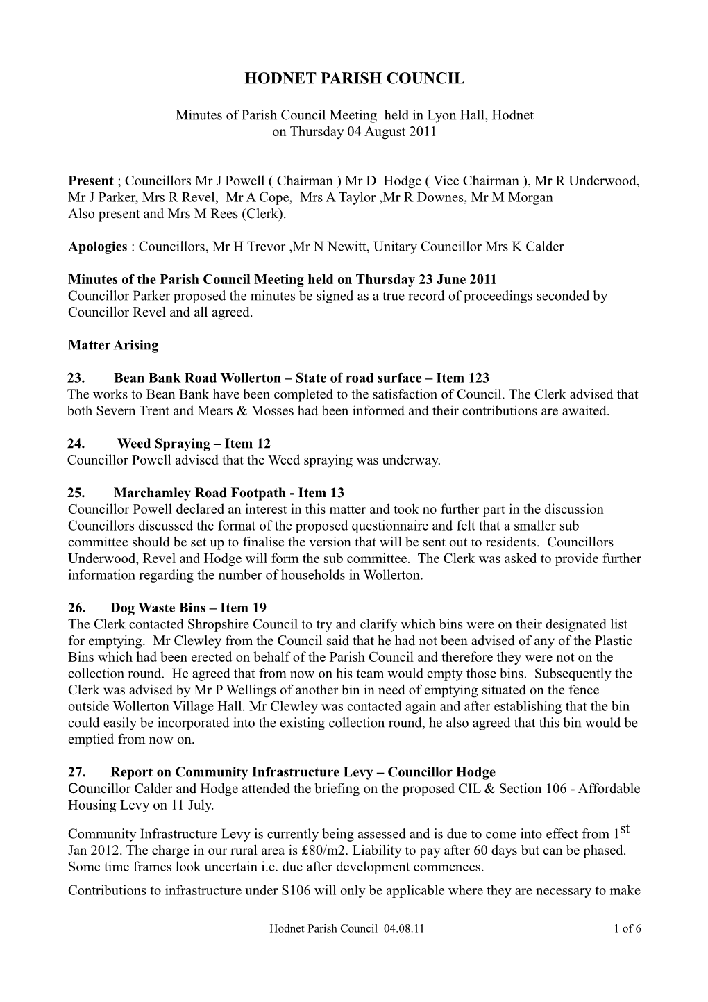 Hodnet Parish Council