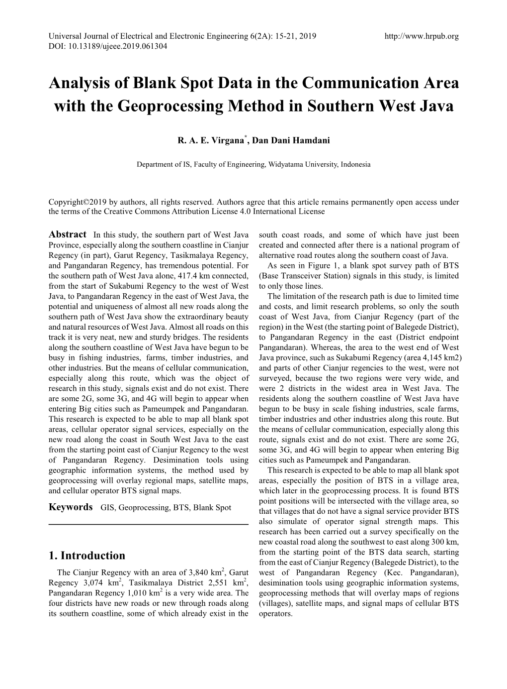 Analysis of Blank Spot Data in the Communication Area with the Geoprocessing Method in Southern West Java