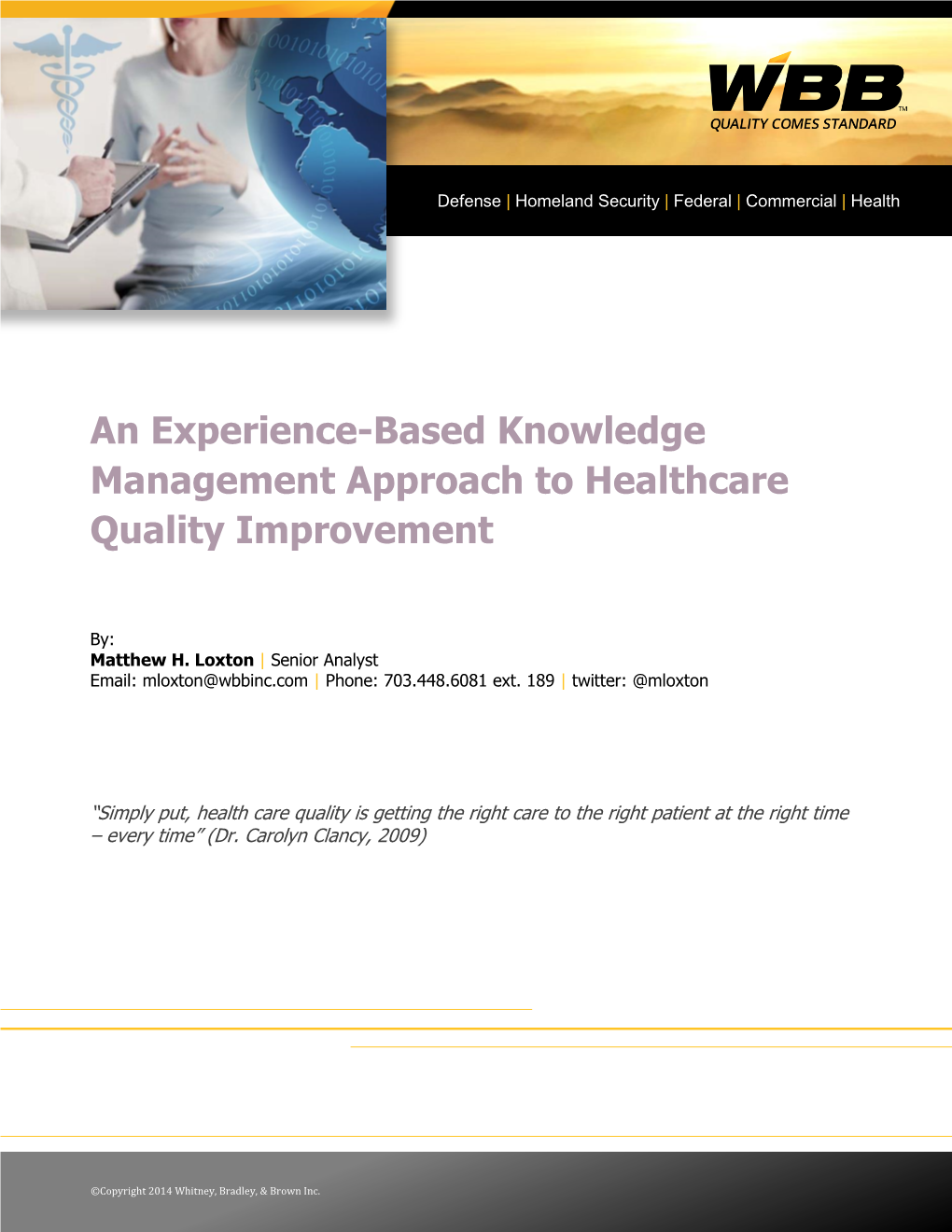 An Experience-Based Knowledge Management Approach to Healthcare Quality Improvement