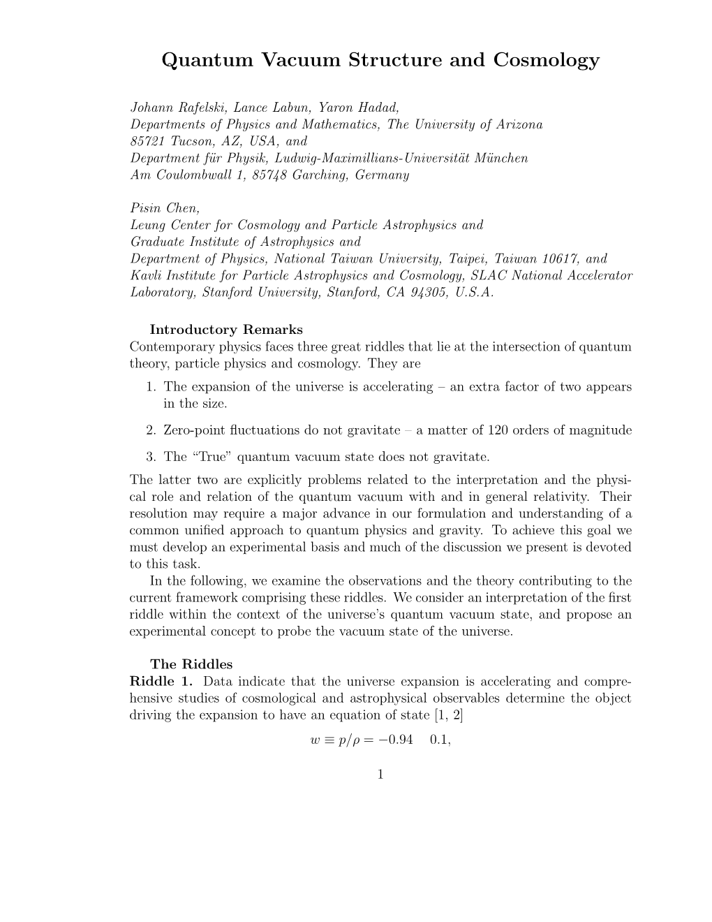 Quantum Vacuum Structure and Cosmology