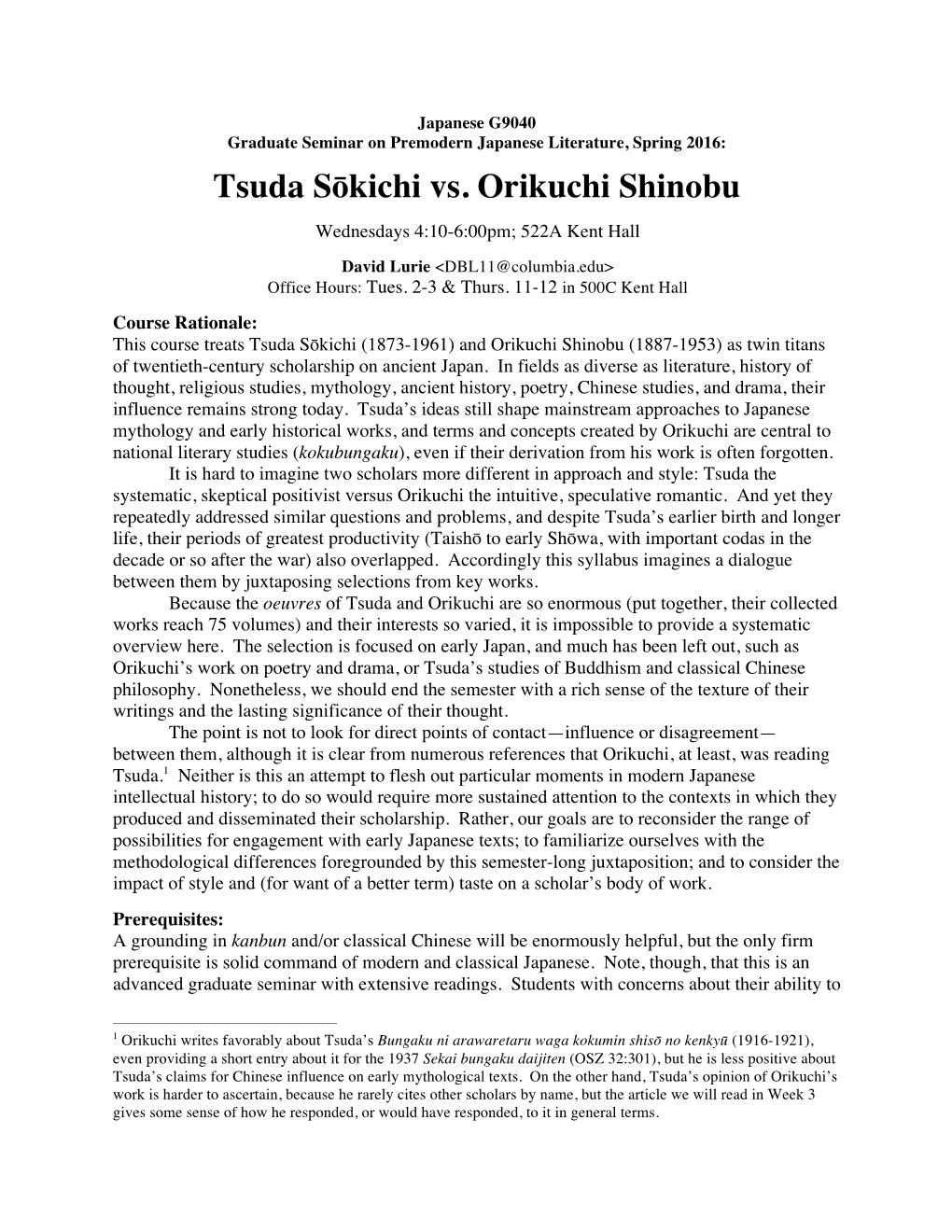 Tsuda Sōkichi Vs. Orikuchi Shinobu