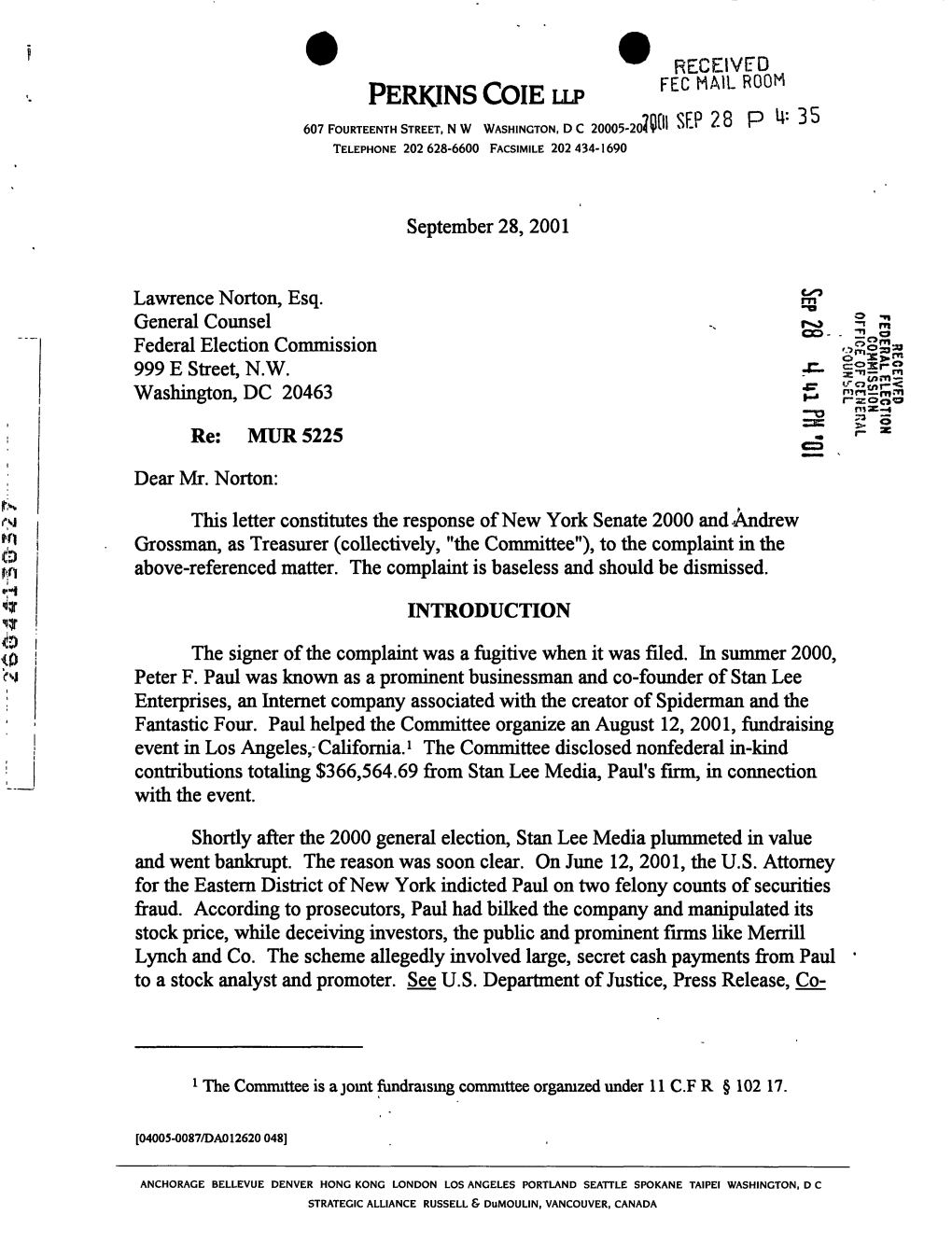 P 28 P 0: 35 607 FOURTEENTHSTREET, N W WASHINGTON, D C 20005-20?Q[11 SF,- TELEPHONE202 628-6600 FACSIMILE202 434-I690