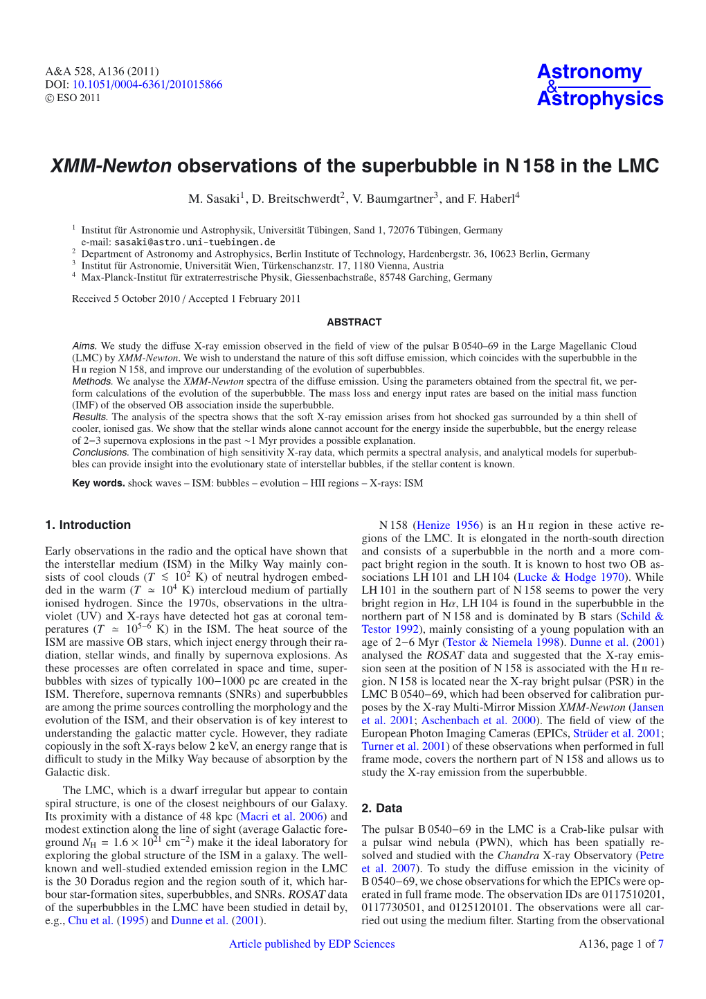 XMM-Newton Observations of the Superbubble in N 158 in the LMC